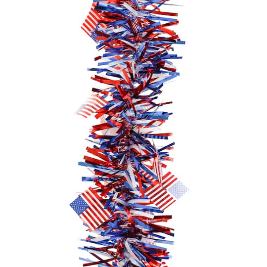 9ft. Red, White & Blue Tinsel & Flag Garland by Ashland®